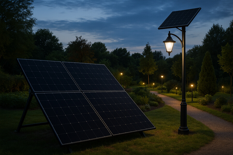 16kW solar system garden lighting setup 16 kW Solar System Garden Lighting Setup